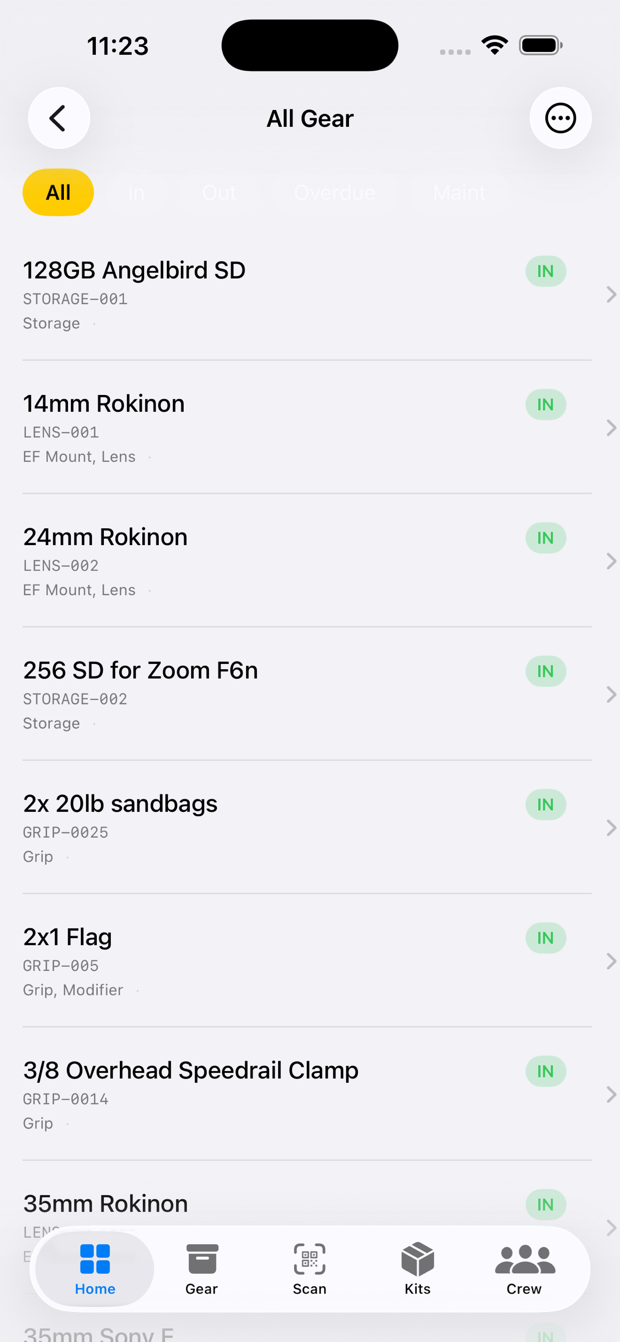 All Gear list